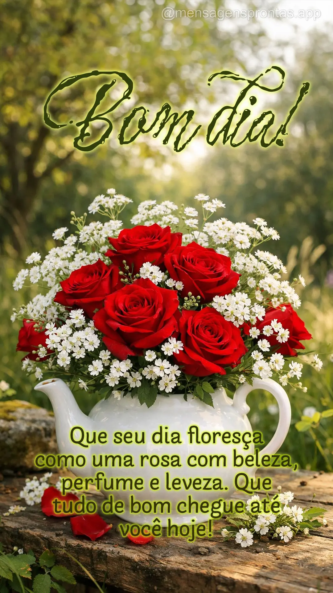 Que seu dia floresça como uma rosa — com beleza, perfume e leveza. Que tudo de bom chegue até você hoje! Bom dia!
