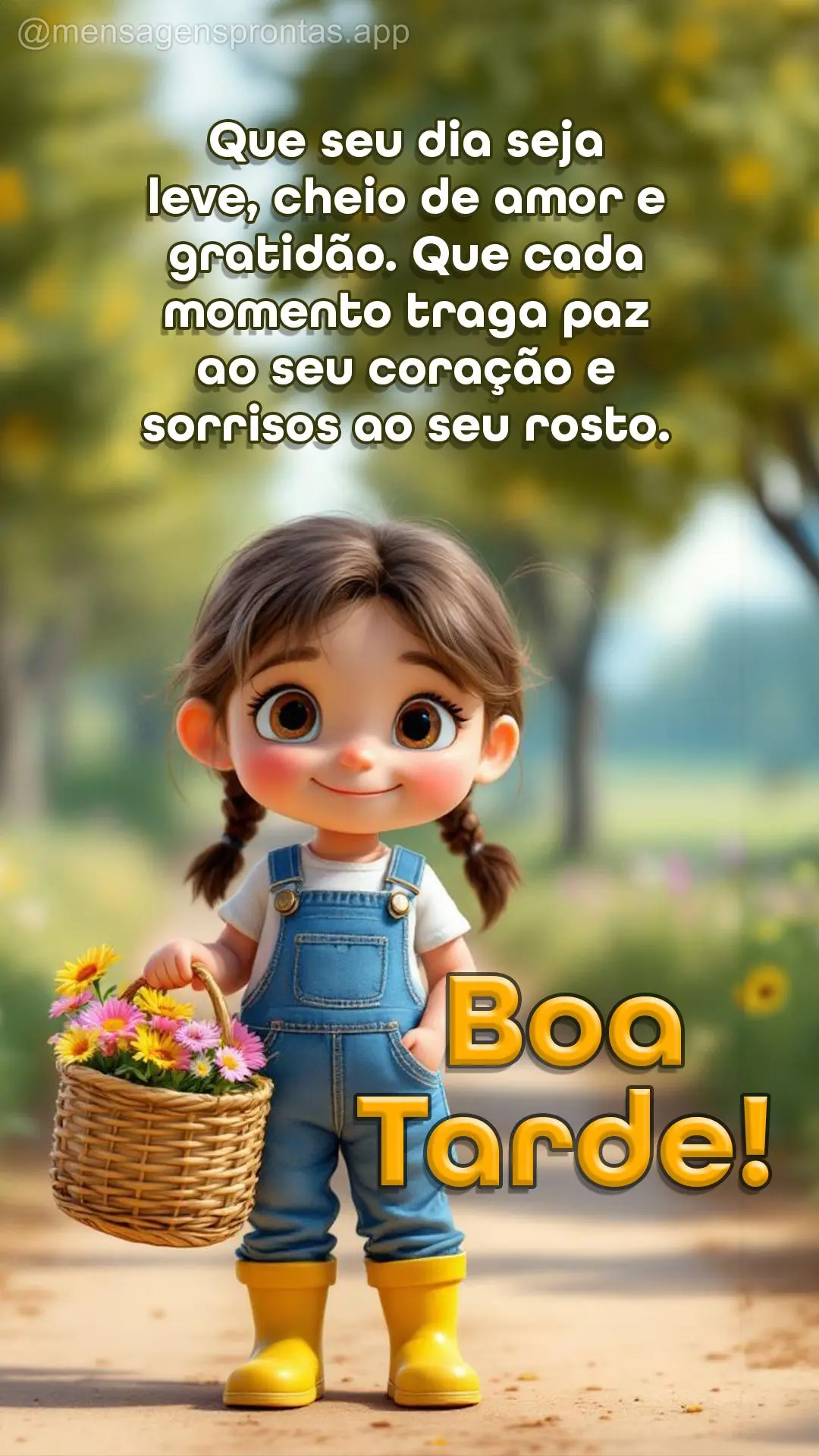 Que seu dia seja leve, cheio de amor e gratidão. Que cada momento traga paz ao seu coração e sorrisos ao seu rosto. Você é especial! Boa tarde!