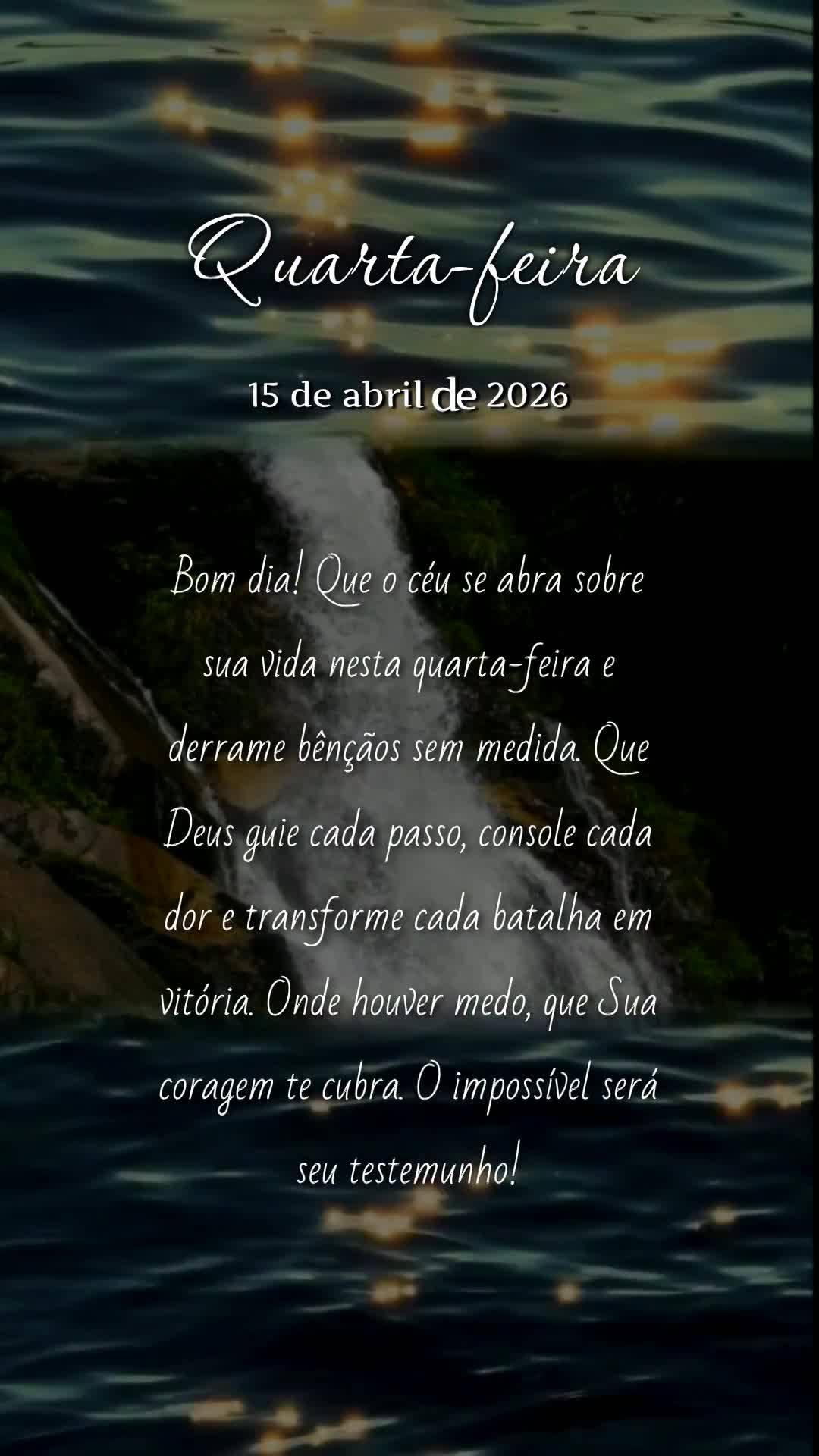 Bom dia! Que o céu se abra sobre sua vida nesta quarta-feira e derrame bênçãos sem medida. Que Deus guie cada passo, console cada dor e transforme ca...