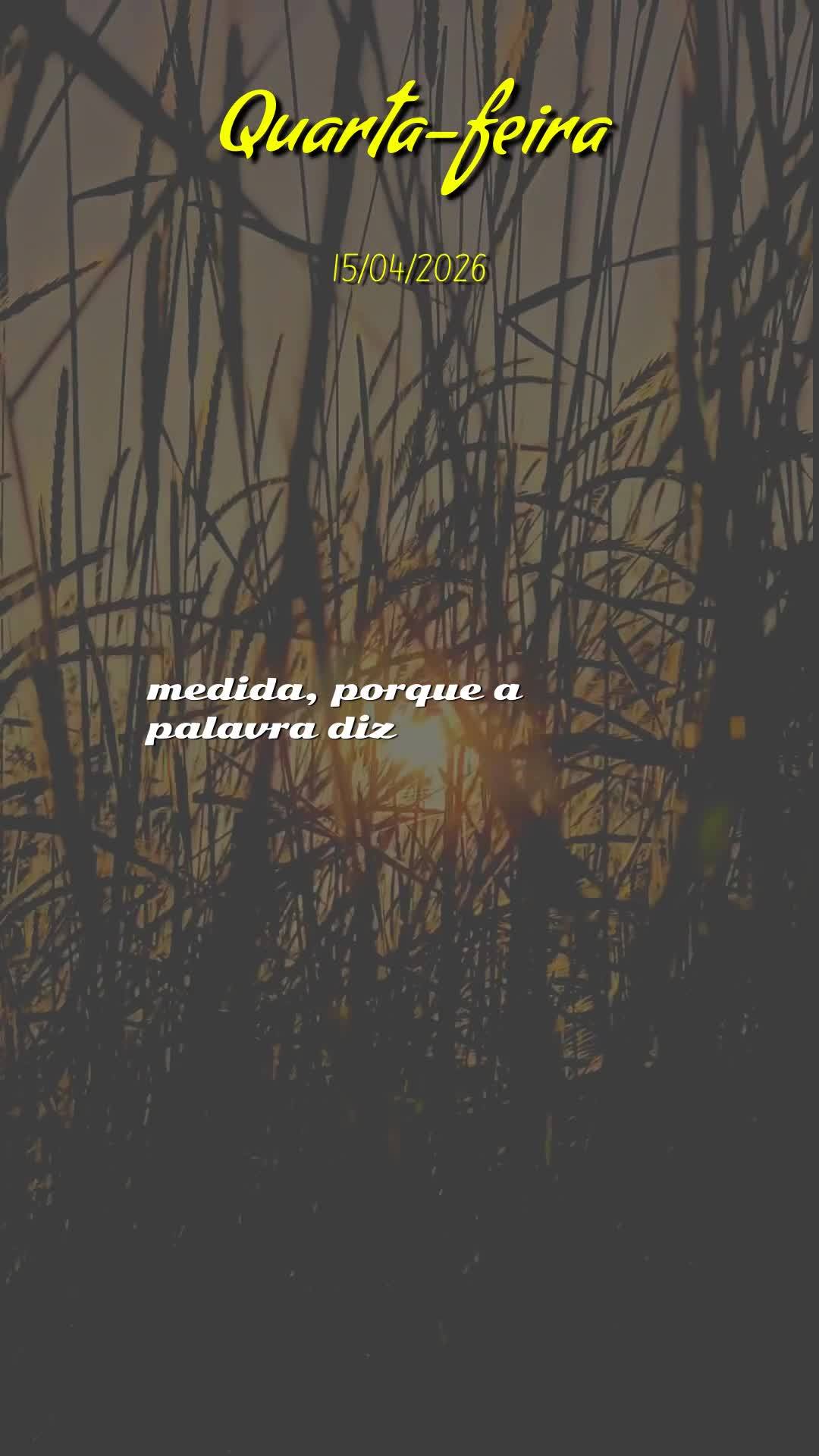 Bom dia! Que o Senhor Jesus caminhe contigo nesta quarta-feira, 15 de abril de 2026. Ao teu lado, como fiel defensor, pronto para lutar por ti em cada ba...