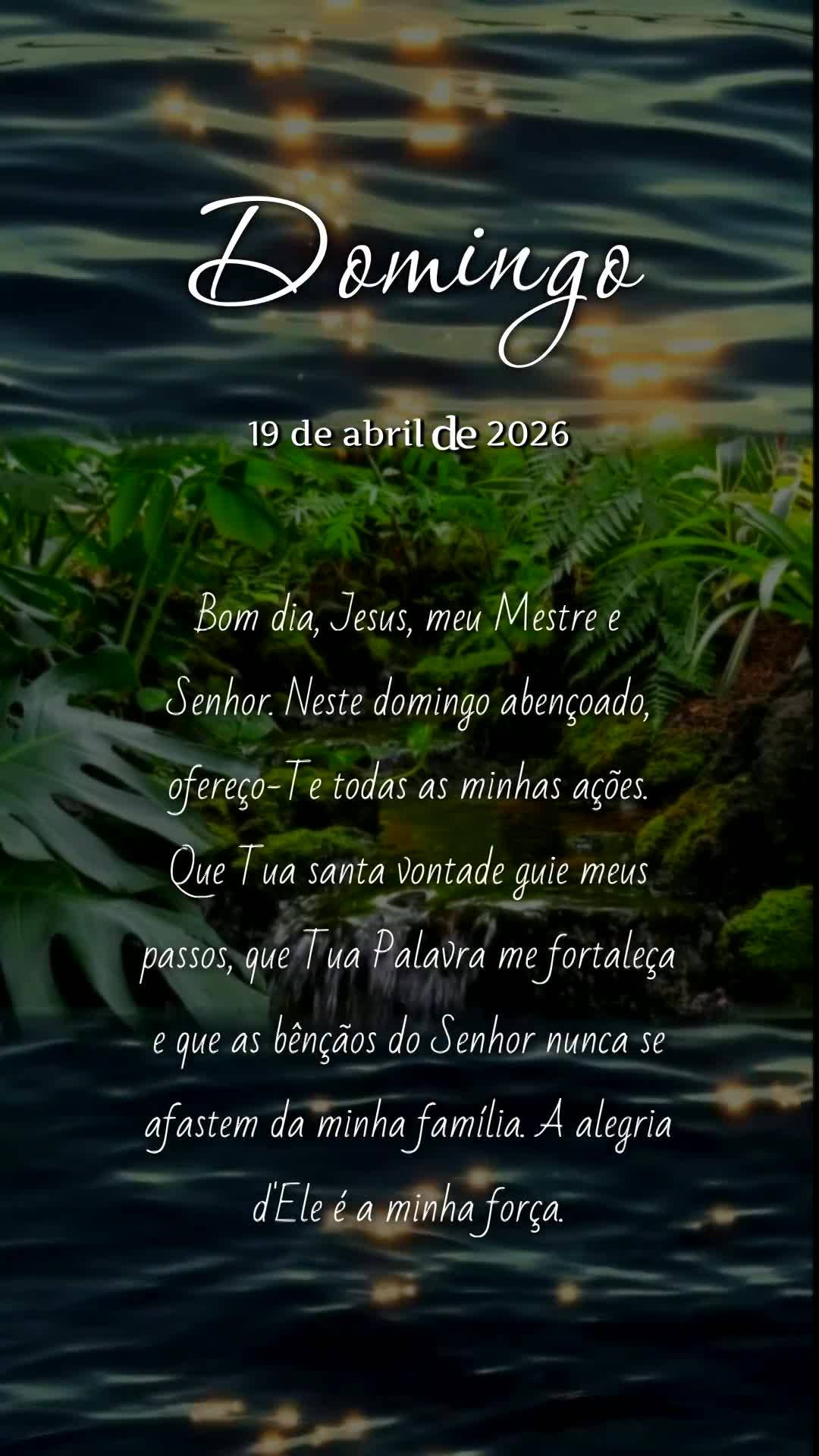 Bom dia, Jesus, meu Mestre e Senhor. Neste domingo abençoado, ofereço-Te todas as minhas ações. Que Tua santa vontade guie meus passos, que Tua Palav...