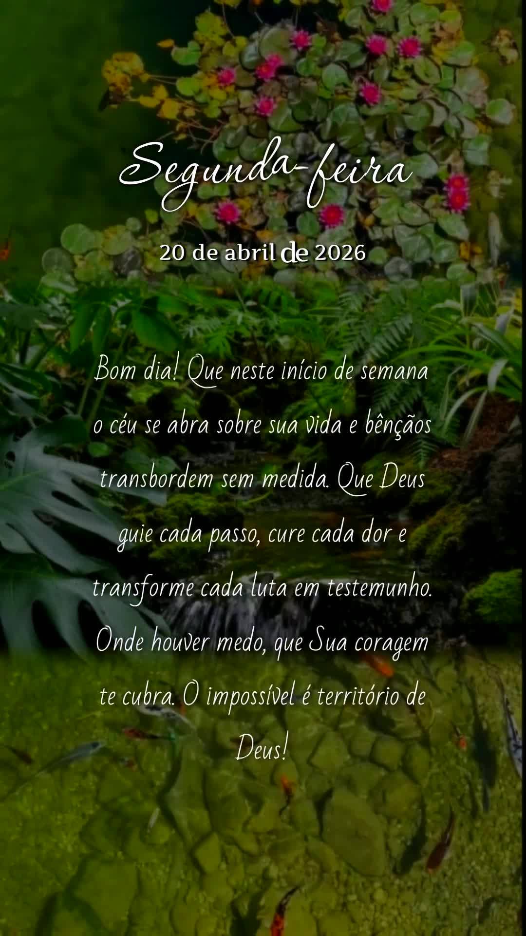 Bom dia! Que neste início de semana o céu se abra sobre sua vida e bênçãos transbordem sem medida. Que Deus guie cada passo, cure cada dor e transfo...