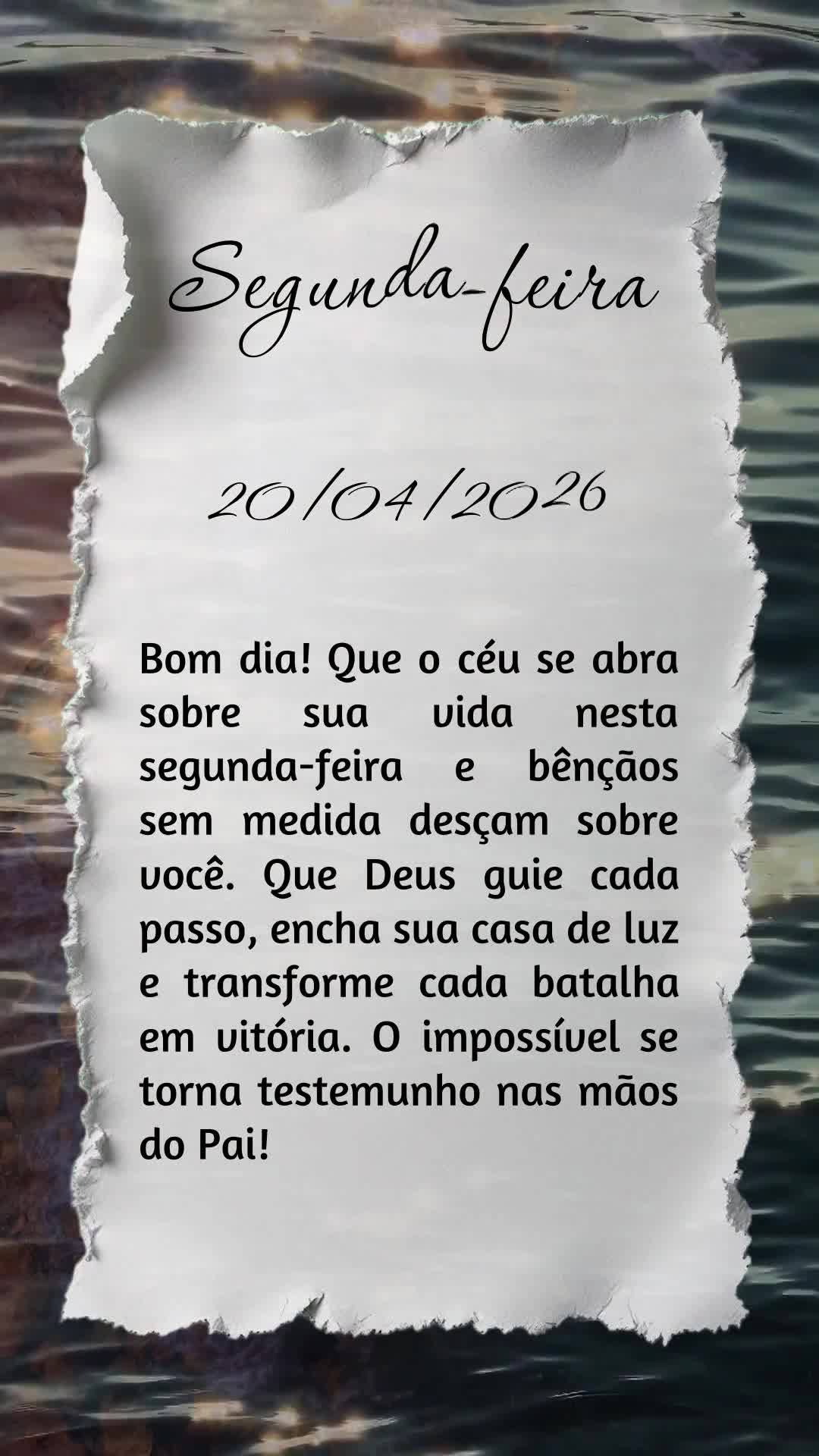 Bom dia! Que o céu se abra sobre sua vida nesta segunda-feira e bênçãos sem medida desçam sobre você. Que Deus guie cada passo, encha sua casa de l...