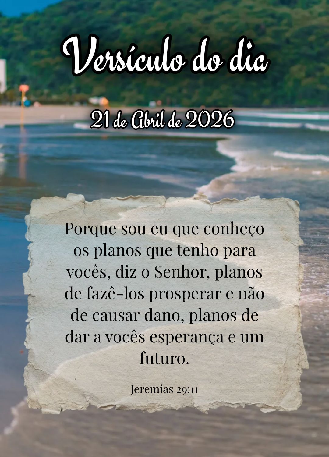 Porque sou eu que conheço os planos que tenho para vocês, diz o Senhor, planos de fazê-los prosperar e não de causar dano, planos de dar a vocês esp...