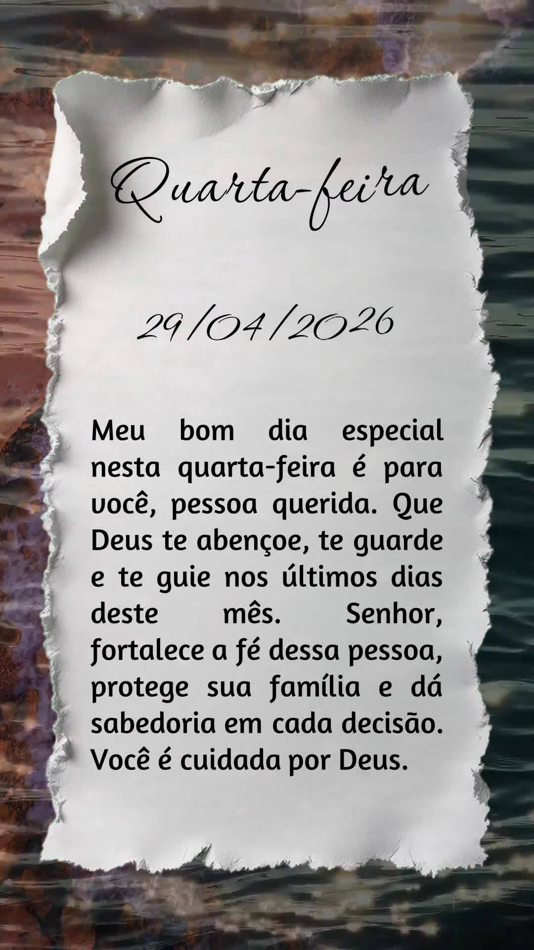 Meu bom dia especial nesta quarta-feira é para você, pessoa querida. Que Deus te abençoe, te guarde e te guie nos últimos dias deste mês. Senhor, fo...