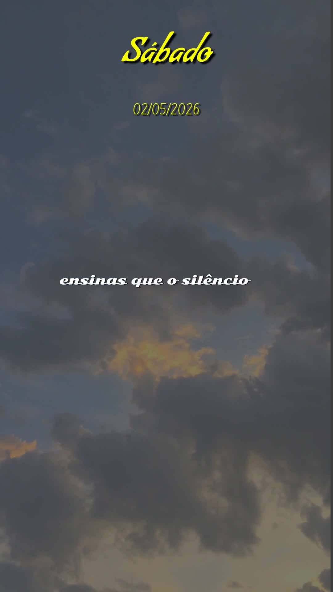 Bom dia, meu Deus. Hoje é sábado, meu Pai, dia 2 de Maio de 2026, e antes que o sol tome conta do céu, eu paro para te agradecer. Obrigado por ter me ...