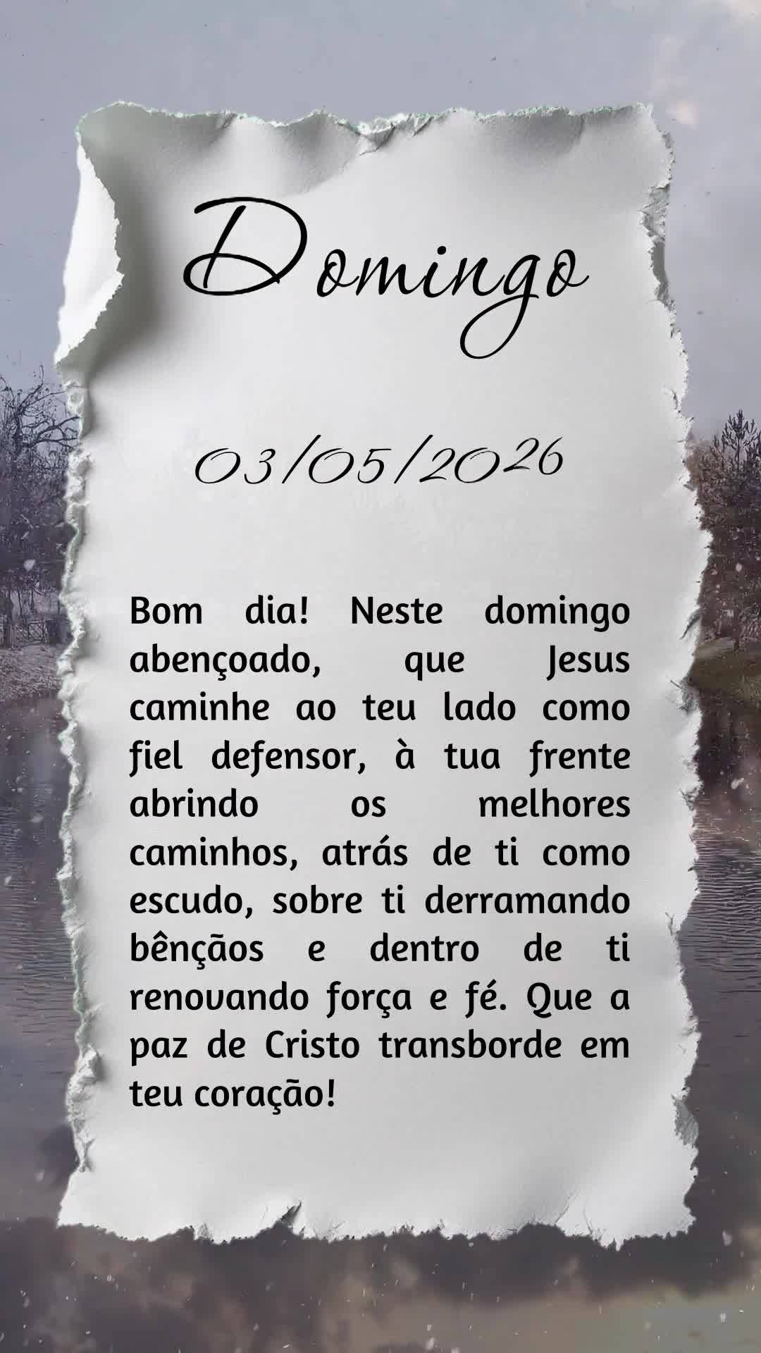 Bom dia! Neste domingo abençoado, que Jesus caminhe ao teu lado como fiel defensor, à tua frente abrindo os melhores caminhos, atrás de ti como escudo...
