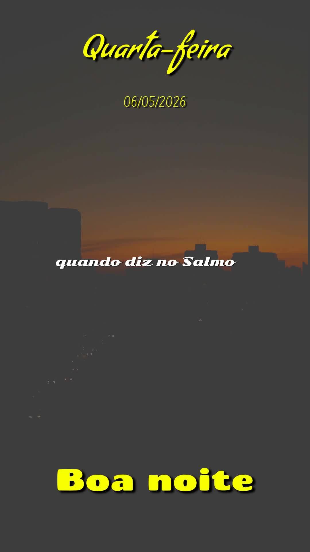 Boa noite, Senhor. Obrigado, meu Deus, por mais uma quarta-feira vencida. Tu me livraste de todo mal e me concedeste saúde e força para vencer mais um ...