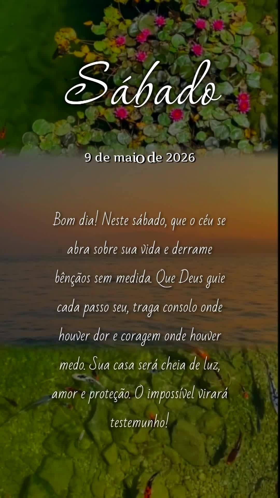 Bom dia! Neste sábado, que o céu se abra sobre sua vida e derrame bênçãos sem medida. Que Deus guie cada passo seu, traga consolo onde houver dor e ...