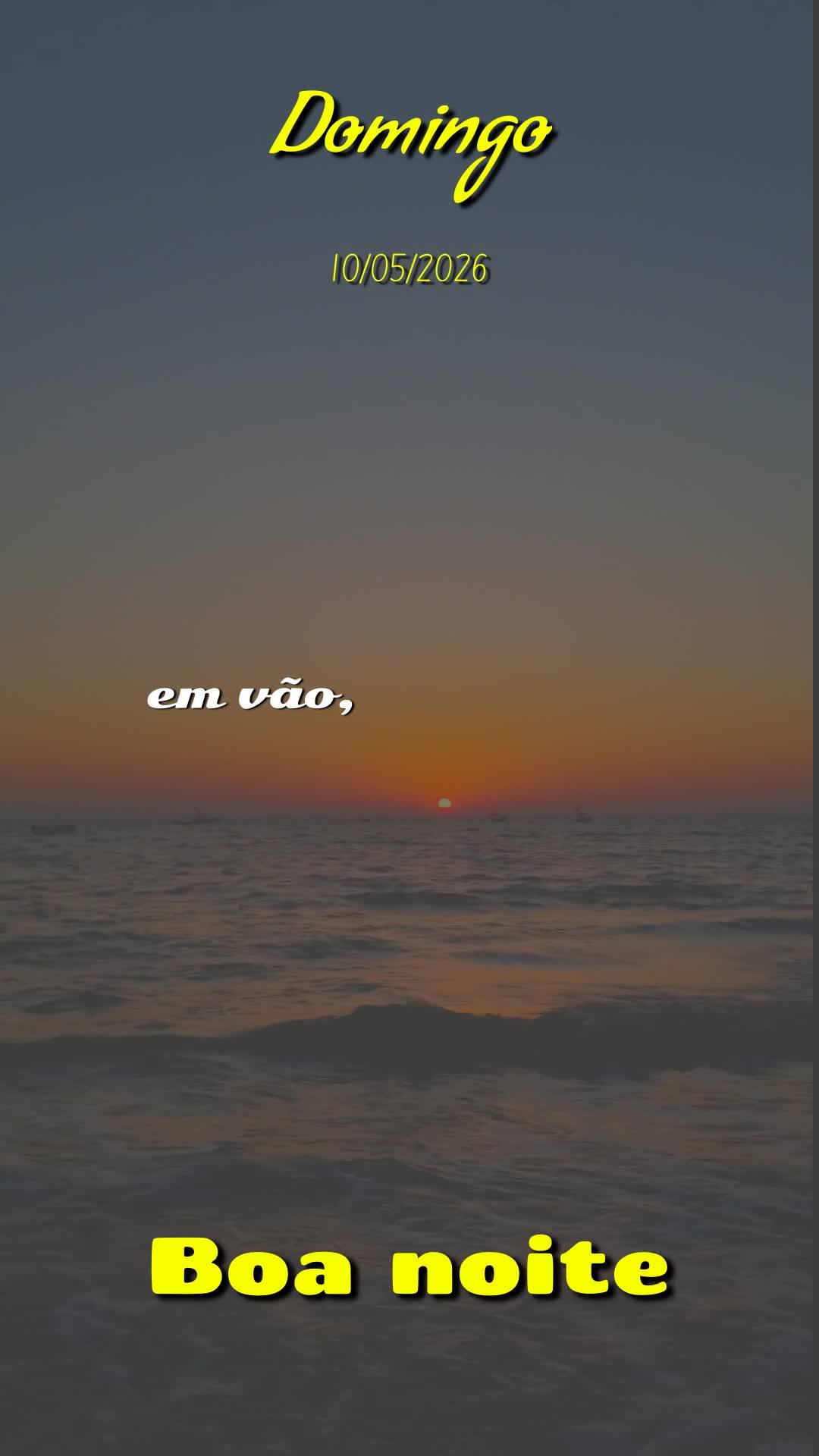 Boa noite. Neste Domingo, 10 de Maio de 2026, dia em que celebramos as mães do Brasil, quero te abraçar com palavras de fé. Quando a noite cai, Deus a...
