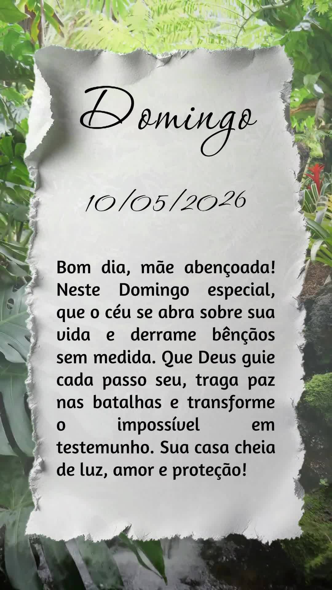 Bom dia, mãe abençoada! Neste Domingo especial, que o céu se abra sobre sua vida e derrame bênçãos sem medida. Que Deus guie cada passo seu, traga ...