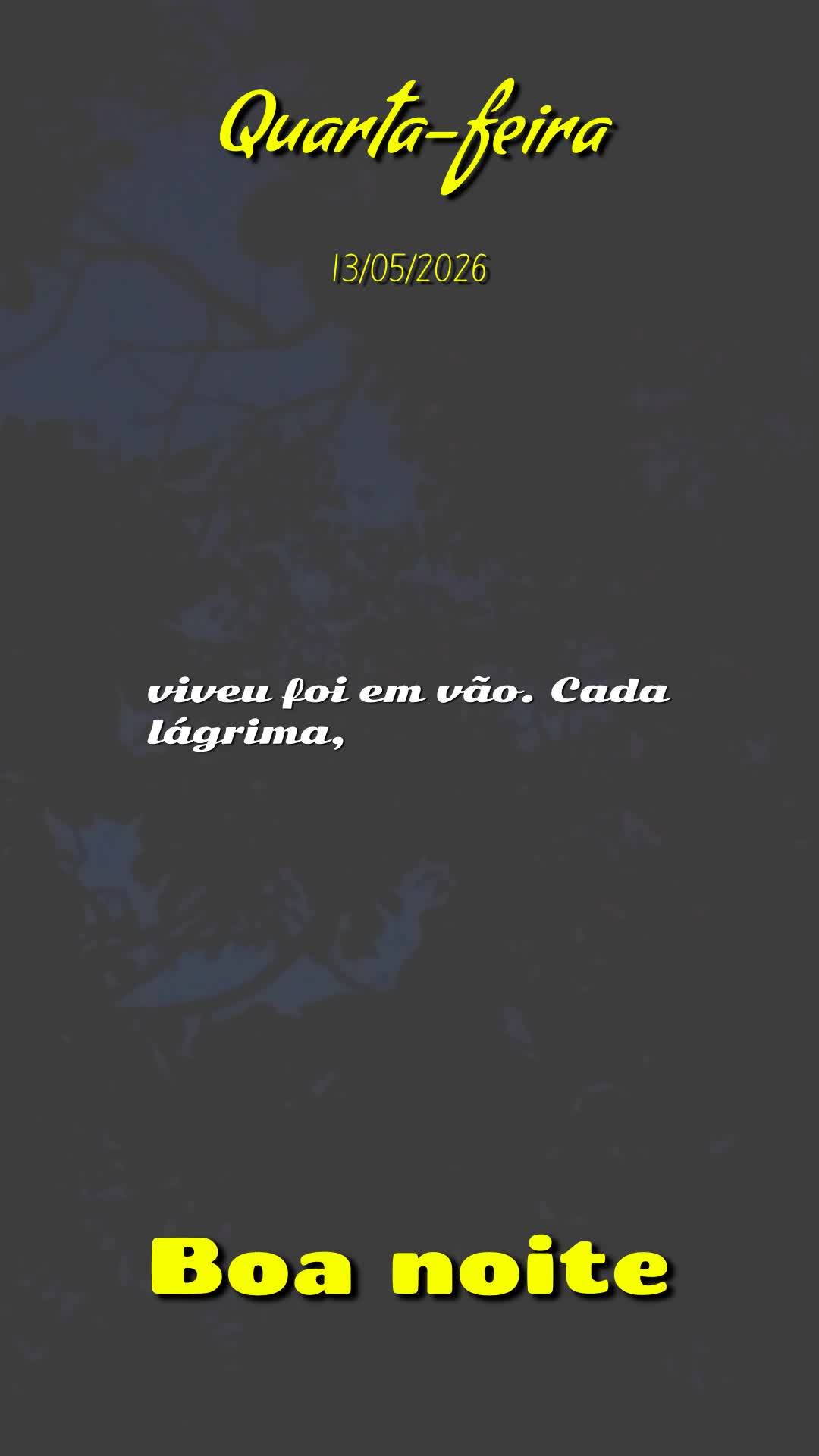Boa noite. Nesta quarta-feira, 13 de Maio de 2026, quando o céu se enche de estrelas, lembre-se: foi Deus quem as acendeu, uma por uma, para sussurrar a...
