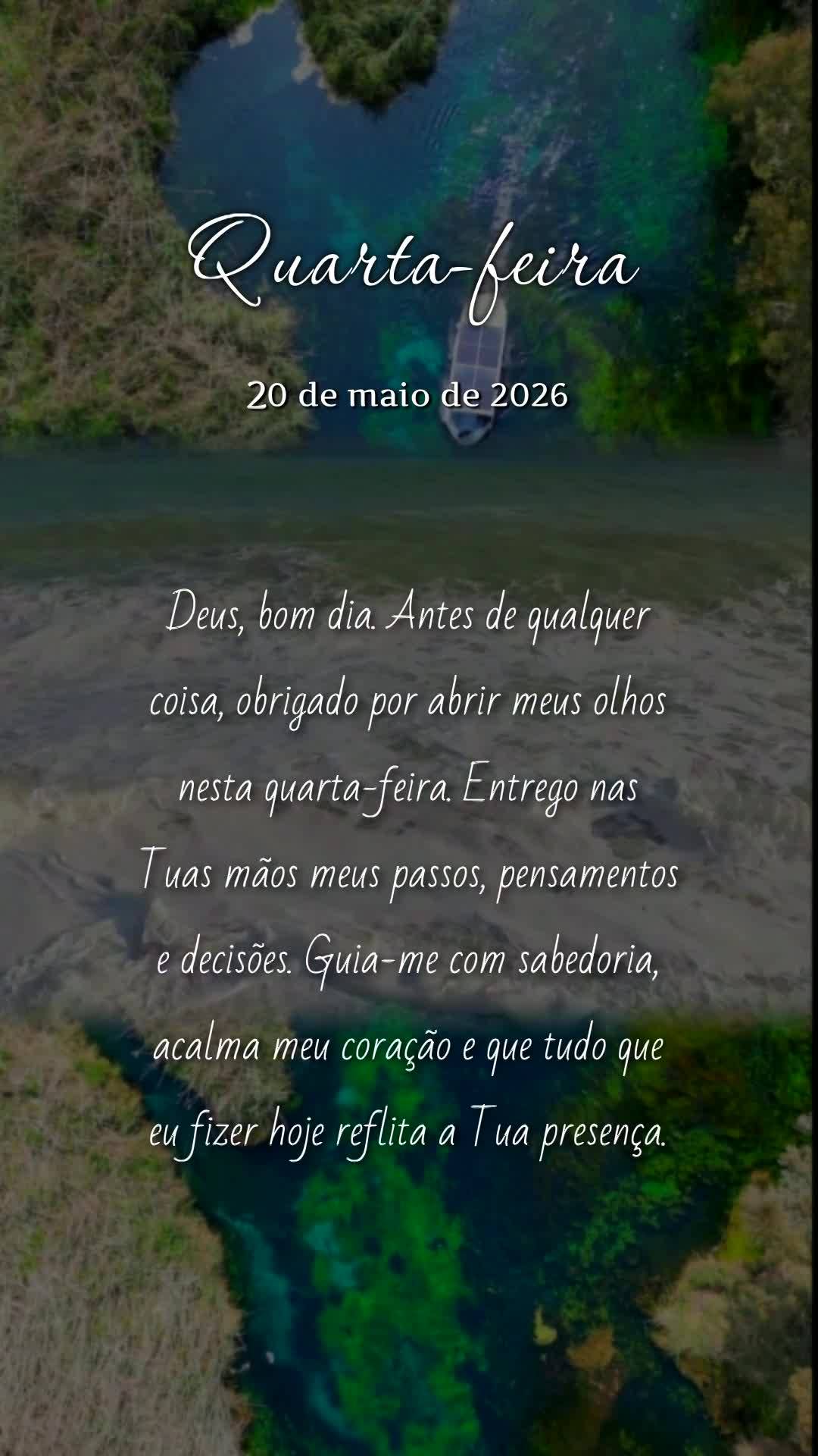 Deus, bom dia. Antes de qualquer coisa, obrigado por abrir meus olhos nesta quarta-feira. Entrego nas Tuas mãos meus passos, pensamentos e decisões. Gu...