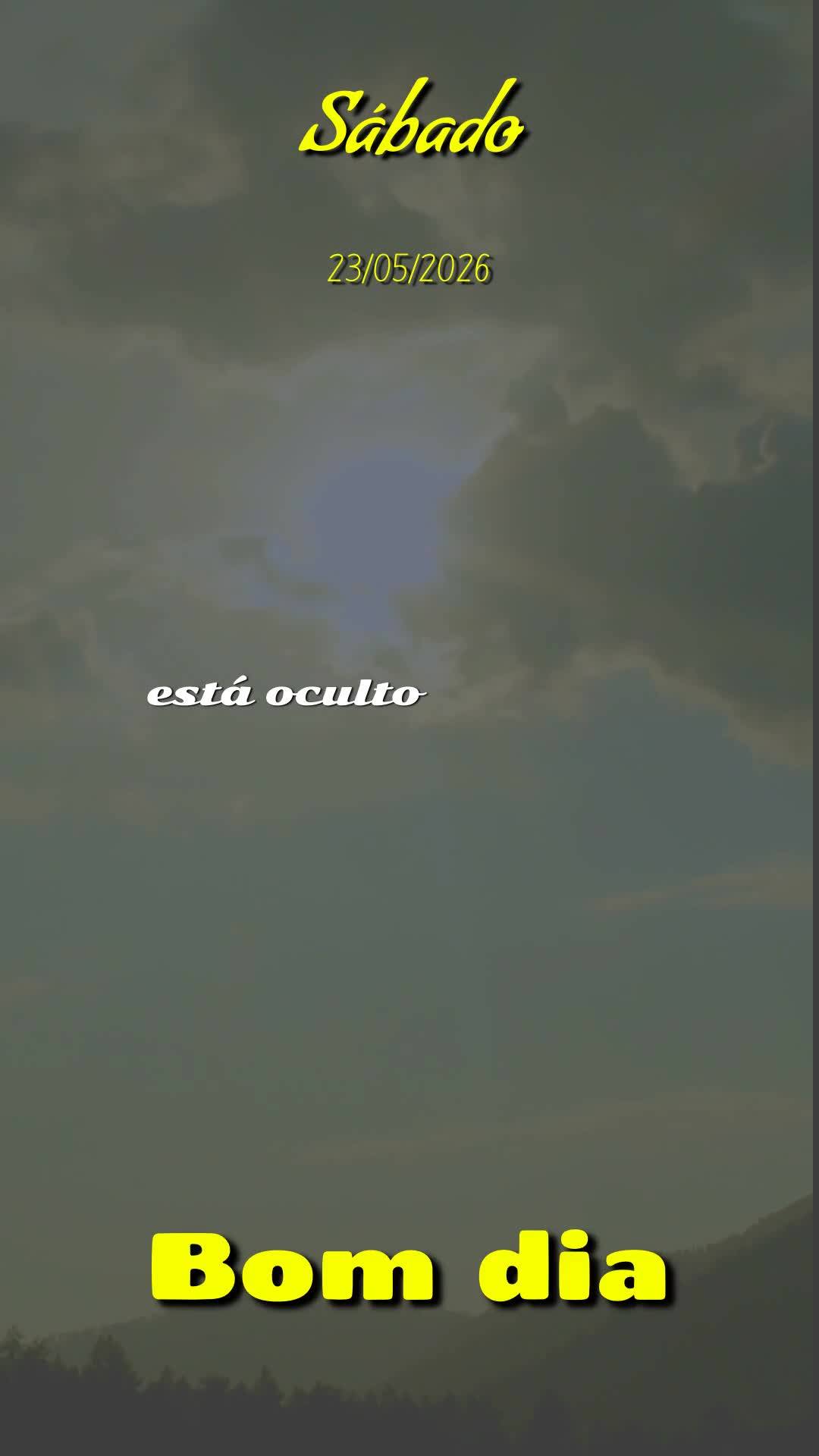 Bom dia! Hoje é sábado, 23 de Maio de 2026, véspera de Pentecostes. Que o céu se abra sobre sua vida e derrame bênçãos sem medida. Que cada passo ...