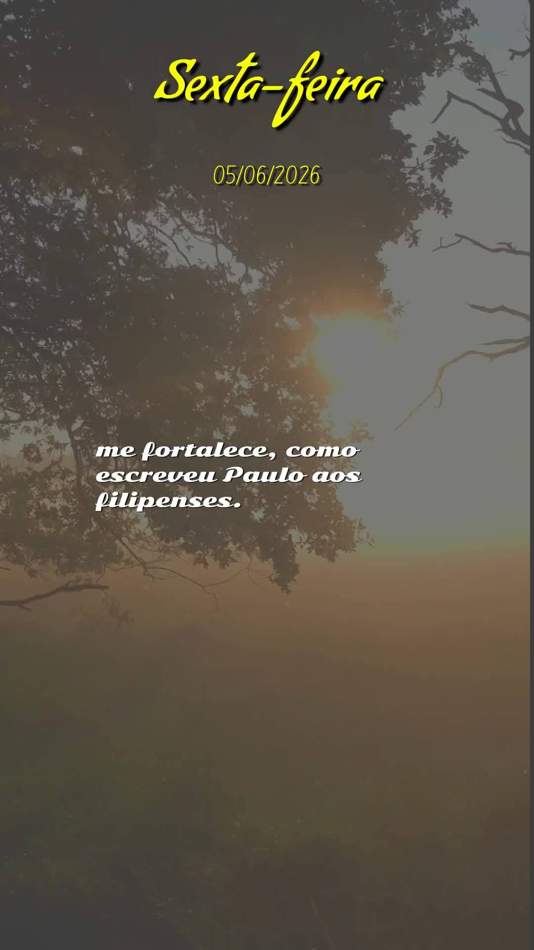 Bom dia! Hoje é sexta-feira, 5 de Junho de 2026, e quero deixar uma bênção especial em sua vida. Que neste dia não lhe falte ânimo, força e fé pa...