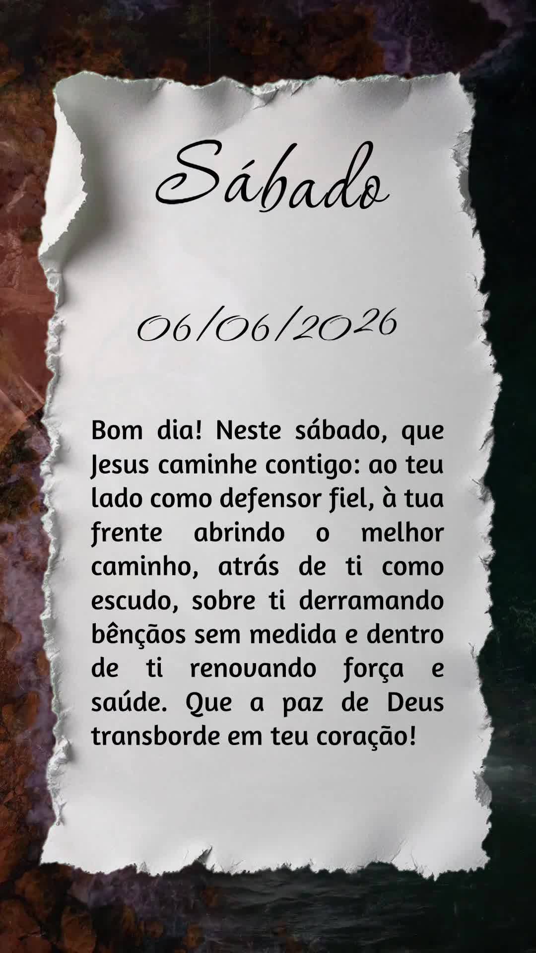 Bom dia! Neste sábado, que Jesus caminhe contigo: ao teu lado como defensor fiel, à tua frente abrindo o melhor caminho, atrás de ti como escudo, sobr...