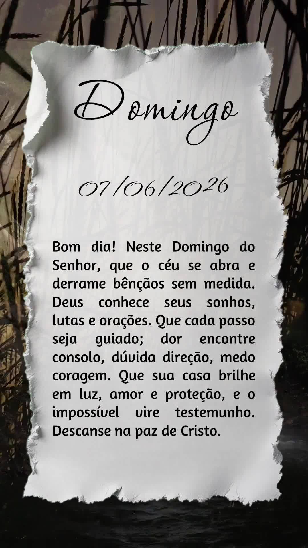 Bom dia! Neste Domingo do Senhor, que o céu se abra e derrame bênçãos sem medida. Deus conhece seus sonhos, lutas e orações. Que cada passo seja gu...