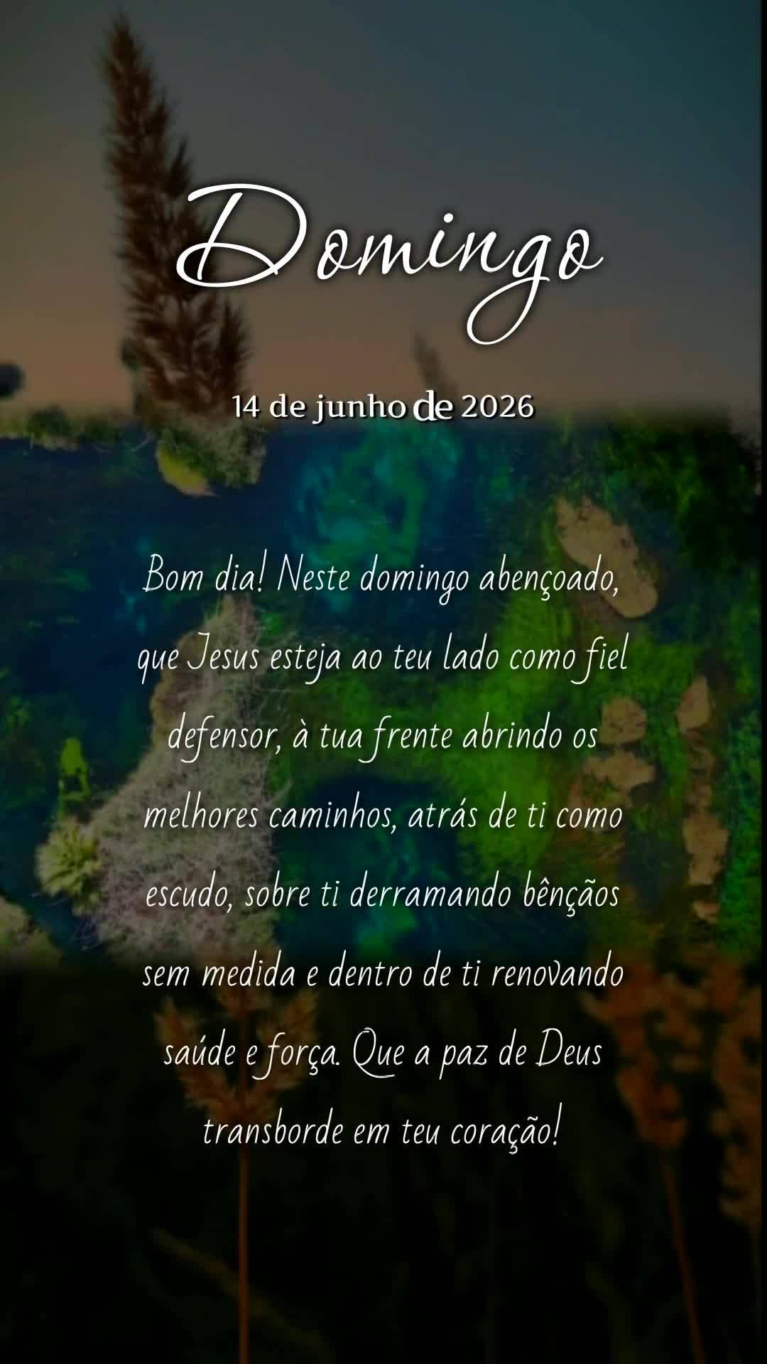 Bom dia! Neste domingo abençoado, que Jesus esteja ao teu lado como fiel defensor, à tua frente abrindo os melhores caminhos, atrás de ti como escudo,...