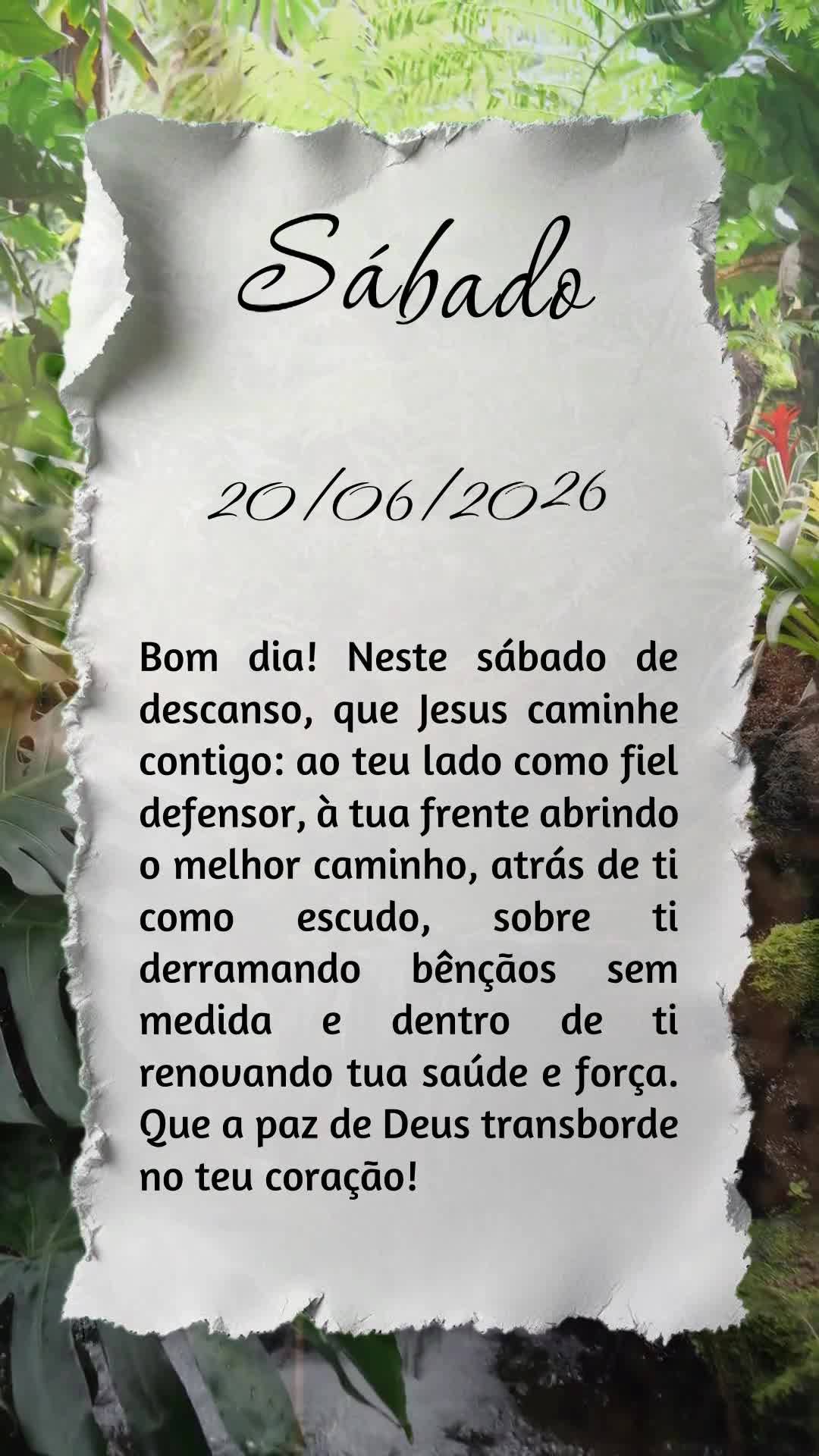 Bom dia! Neste sábado de descanso, que Jesus caminhe contigo: ao teu lado como fiel defensor, à tua frente abrindo o melhor caminho, atrás de ti como ...