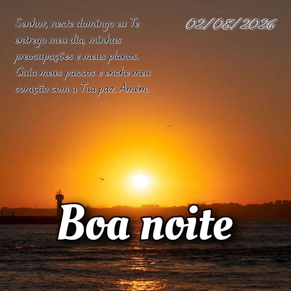Senhor, neste domingo eu Te entrego meu dia, minhas preocupações e meus planos. Guia meus passos e enche meu coração com a Tua paz. Amém.