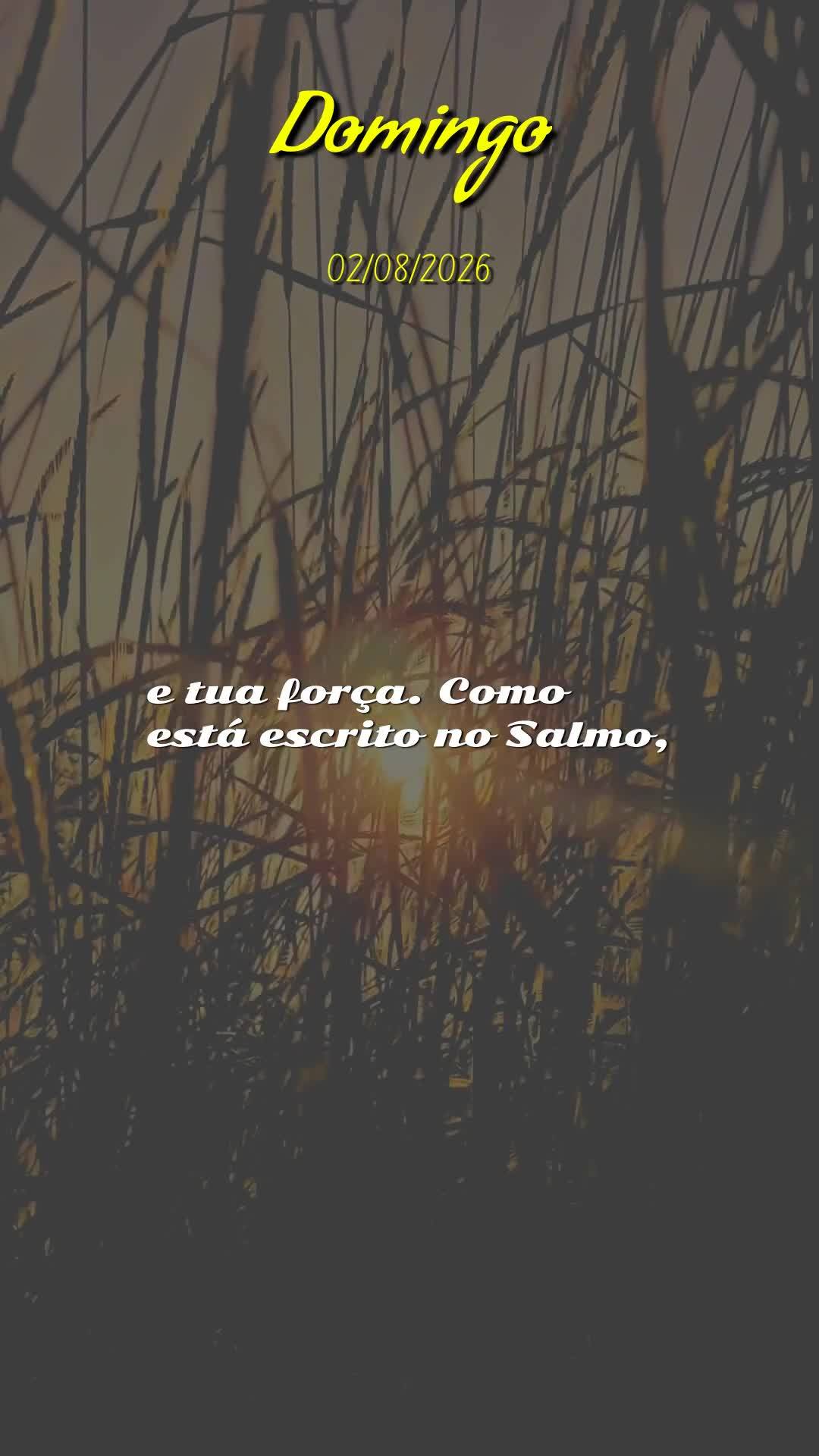 Bom dia! Neste Domingo, 2 de Agosto de 2026, primeiro domingo de um novo mês, recebe esta bênção. Que o Senhor Jesus caminhe contigo neste dia do Sen...