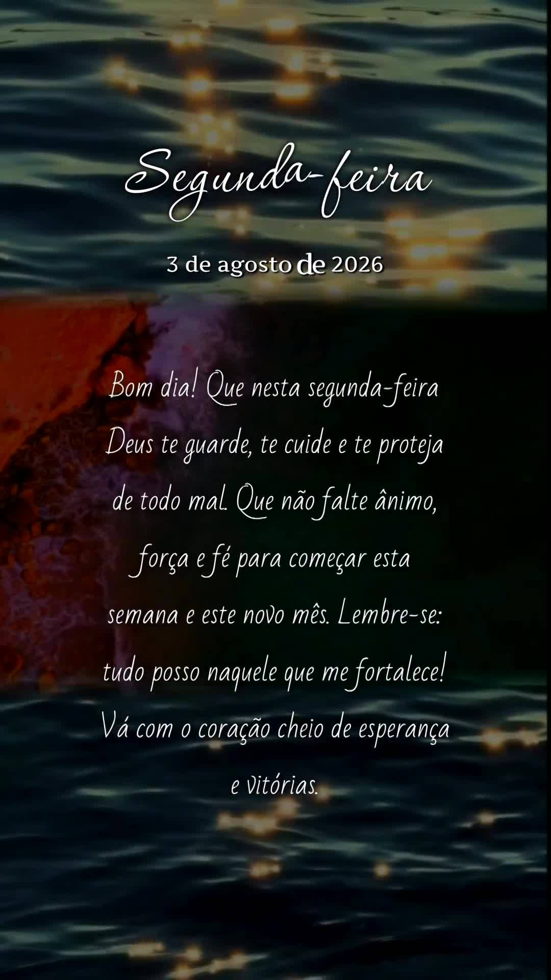Bom dia! Que nesta segunda-feira Deus te guarde, te cuide e te proteja de todo mal. Que não falte ânimo, força e fé para começar esta semana e este ...