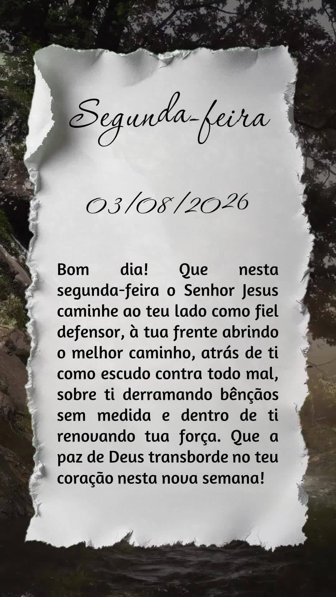 Bom dia! Que nesta segunda-feira o Senhor Jesus caminhe ao teu lado como fiel defensor, à tua frente abrindo o melhor caminho, atrás de ti como escudo ...