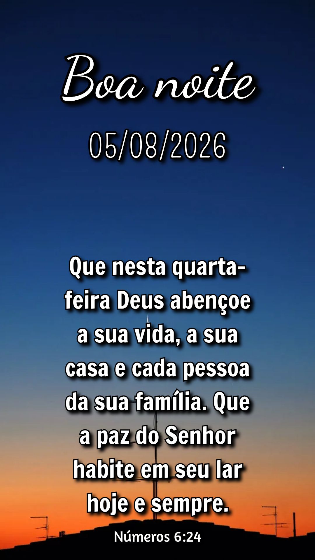 Que nesta quarta-feira Deus abençoe a sua vida, a sua casa e cada pessoa da sua família. Que a paz do Senhor habite em seu lar hoje e sempre. Números ...