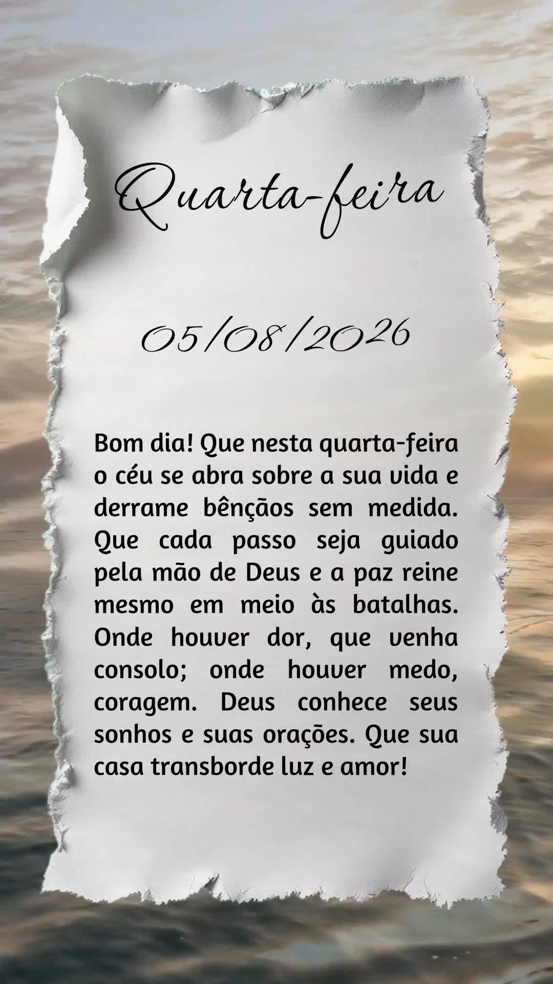 Bom dia! Que nesta quarta-feira o céu se abra sobre a sua vida e derrame bênçãos sem medida. Que cada passo seja guiado pela mão de Deus e a paz rei...