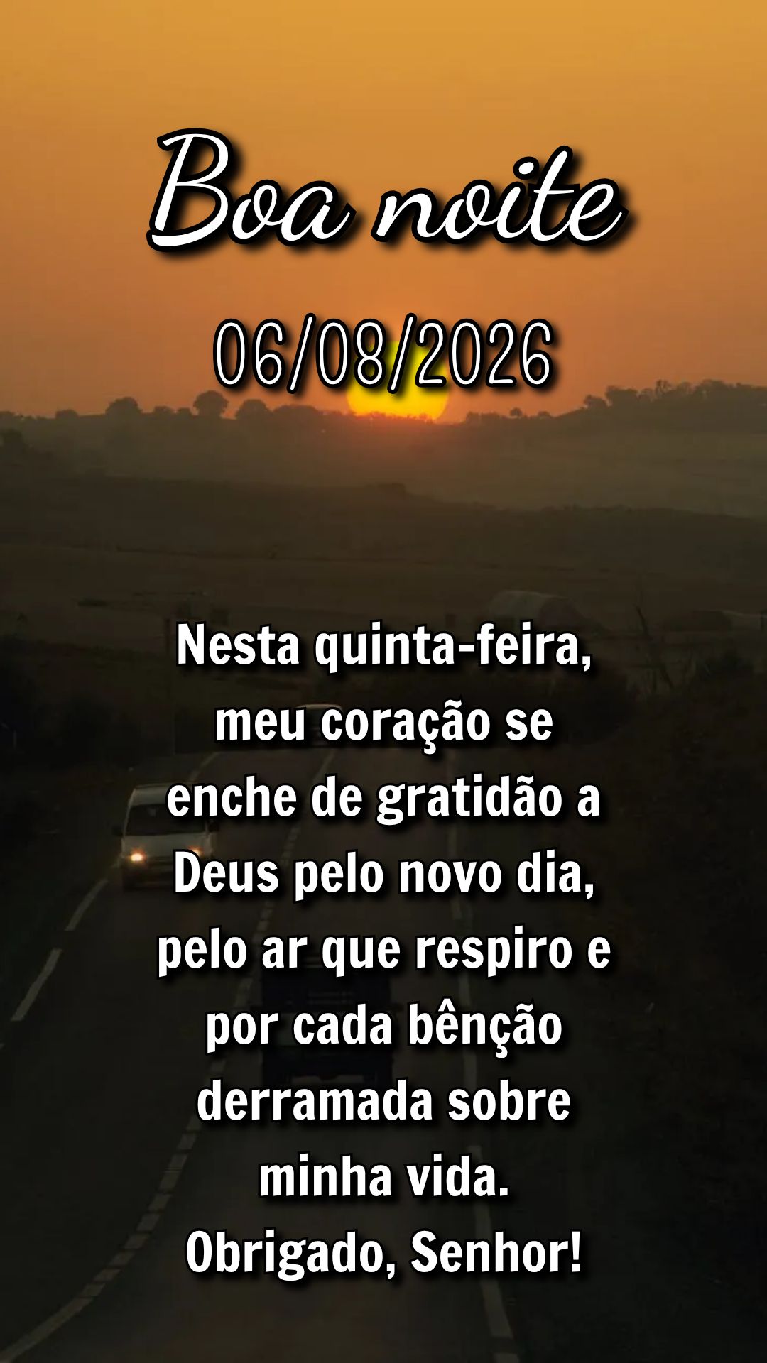 Nesta quinta-feira, meu coração se enche de gratidão a Deus pelo novo dia, pelo ar que respiro e por cada bênção derramada sobre minha vida. Obriga...