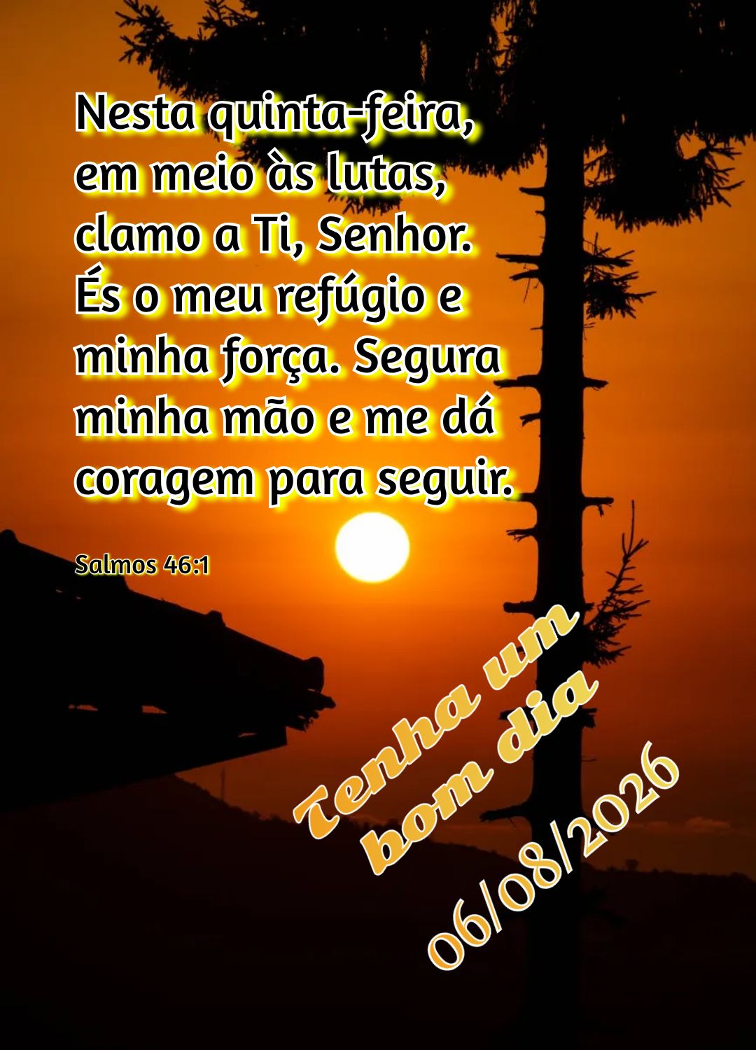 Nesta quinta-feira, em meio às lutas, clamo a Ti, Senhor. És o meu refúgio e minha força. Segura minha mão e me dá coragem para seguir. Tenha um bo...