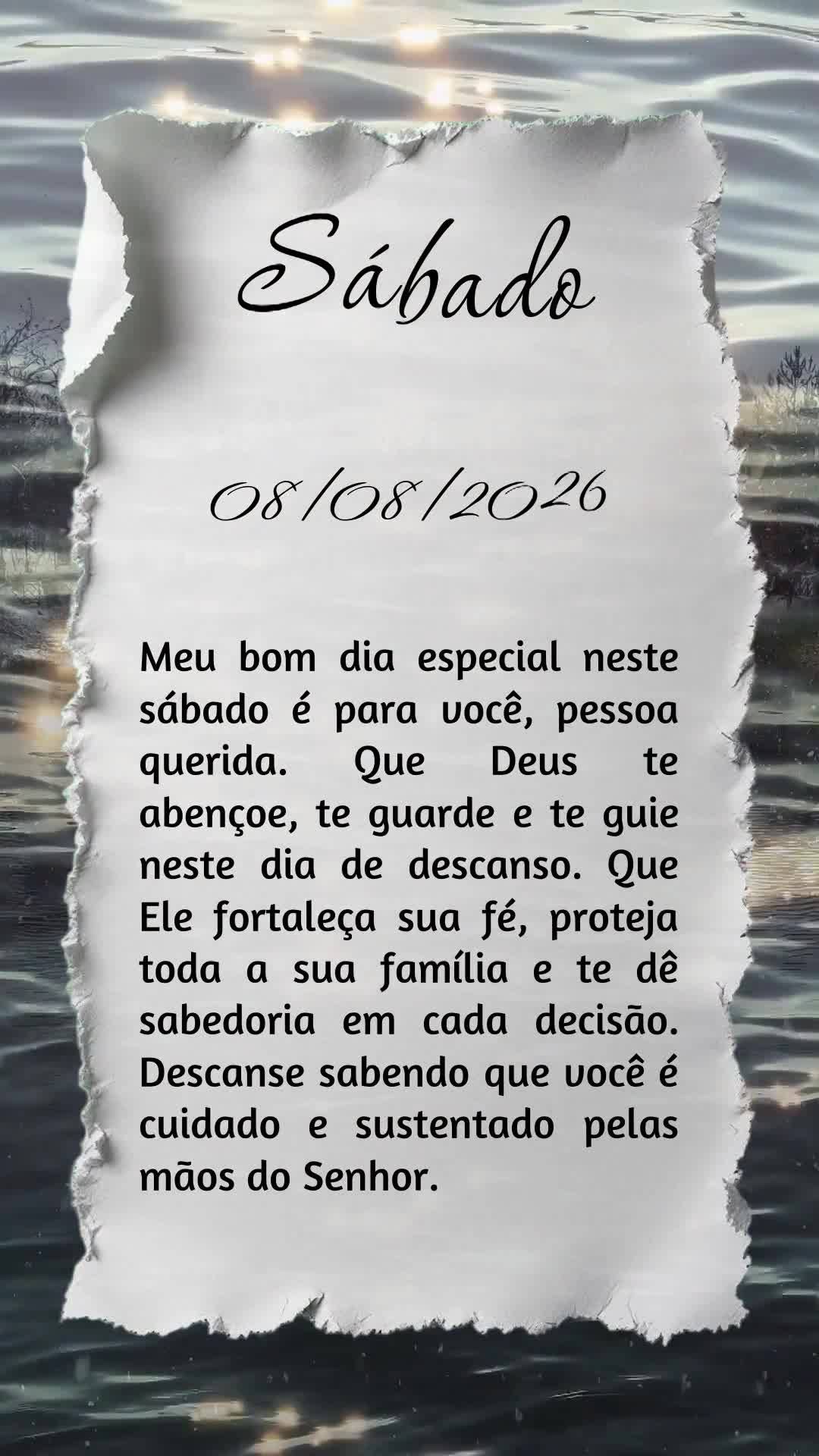 Meu bom dia especial neste sábado é para você, pessoa querida. Que Deus te abençoe, te guarde e te guie neste dia de descanso. Que Ele fortaleça sua...