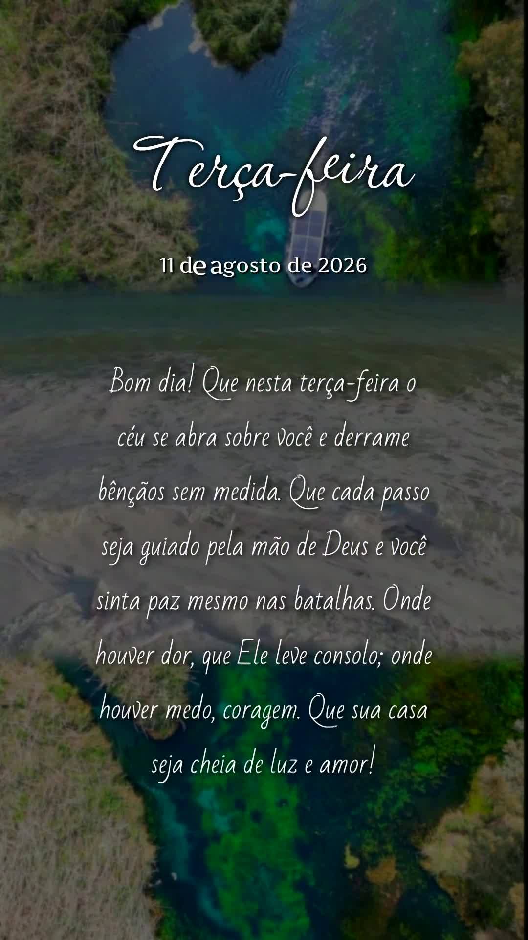 Bom dia! Que nesta terça-feira o céu se abra sobre você e derrame bênçãos sem medida. Que cada passo seja guiado pela mão de Deus e você sinta pa...