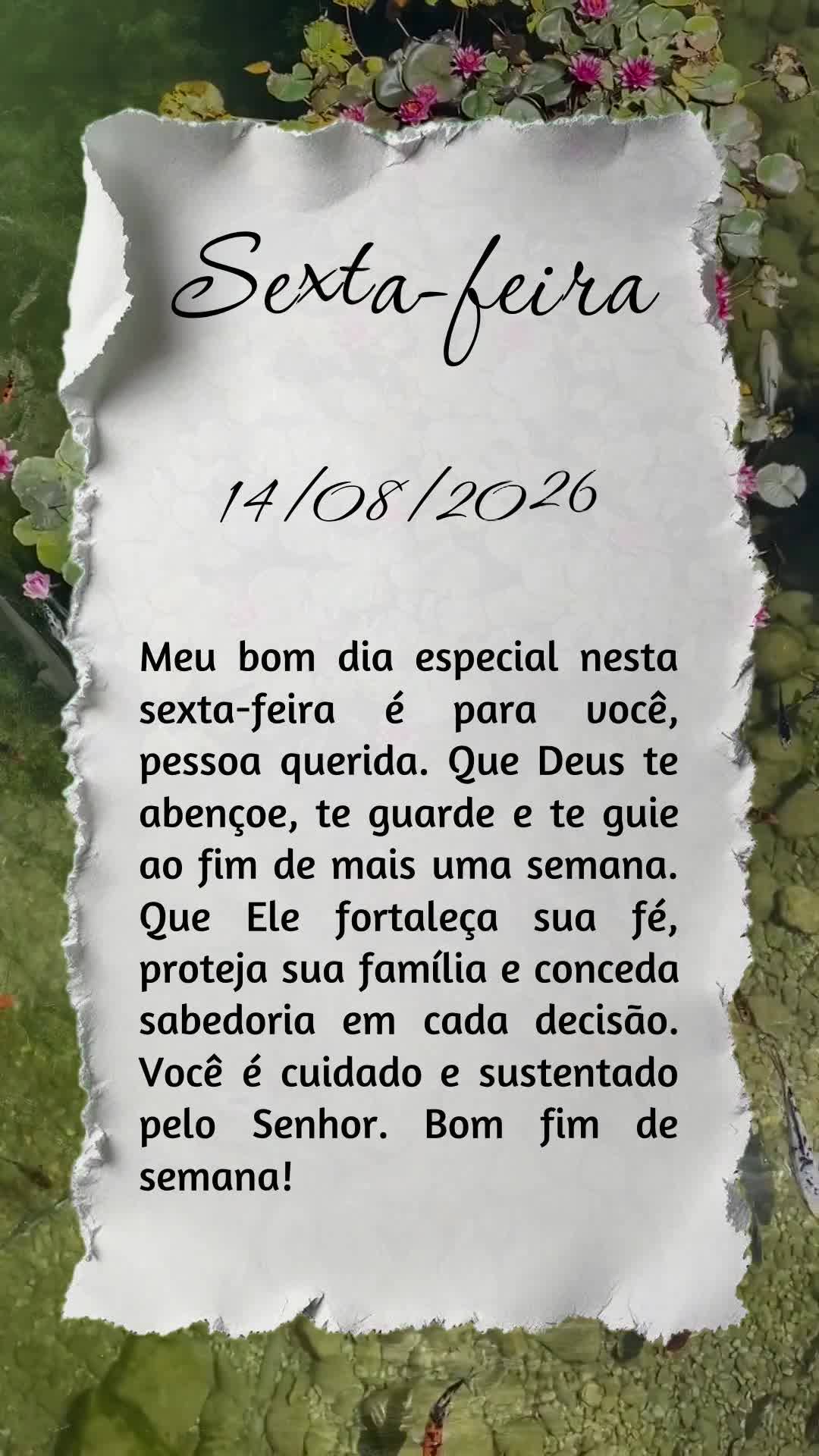 Meu bom dia especial nesta sexta-feira é para você, pessoa querida. Que Deus te abençoe, te guarde e te guie ao fim de mais uma semana. Que Ele fortal...
