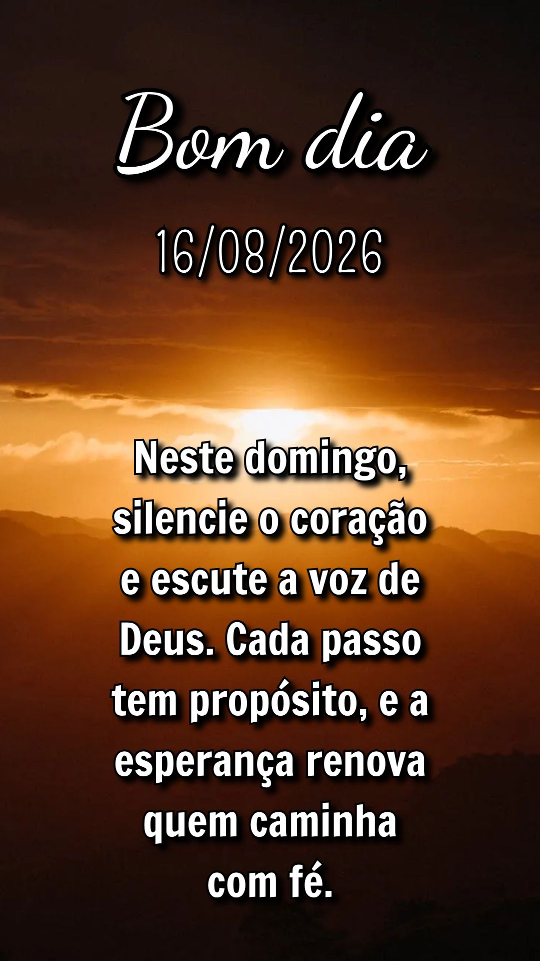Neste domingo, silencie o coração e escute a voz de Deus. Cada passo tem propósito, e a esperança renova quem caminha com fé.