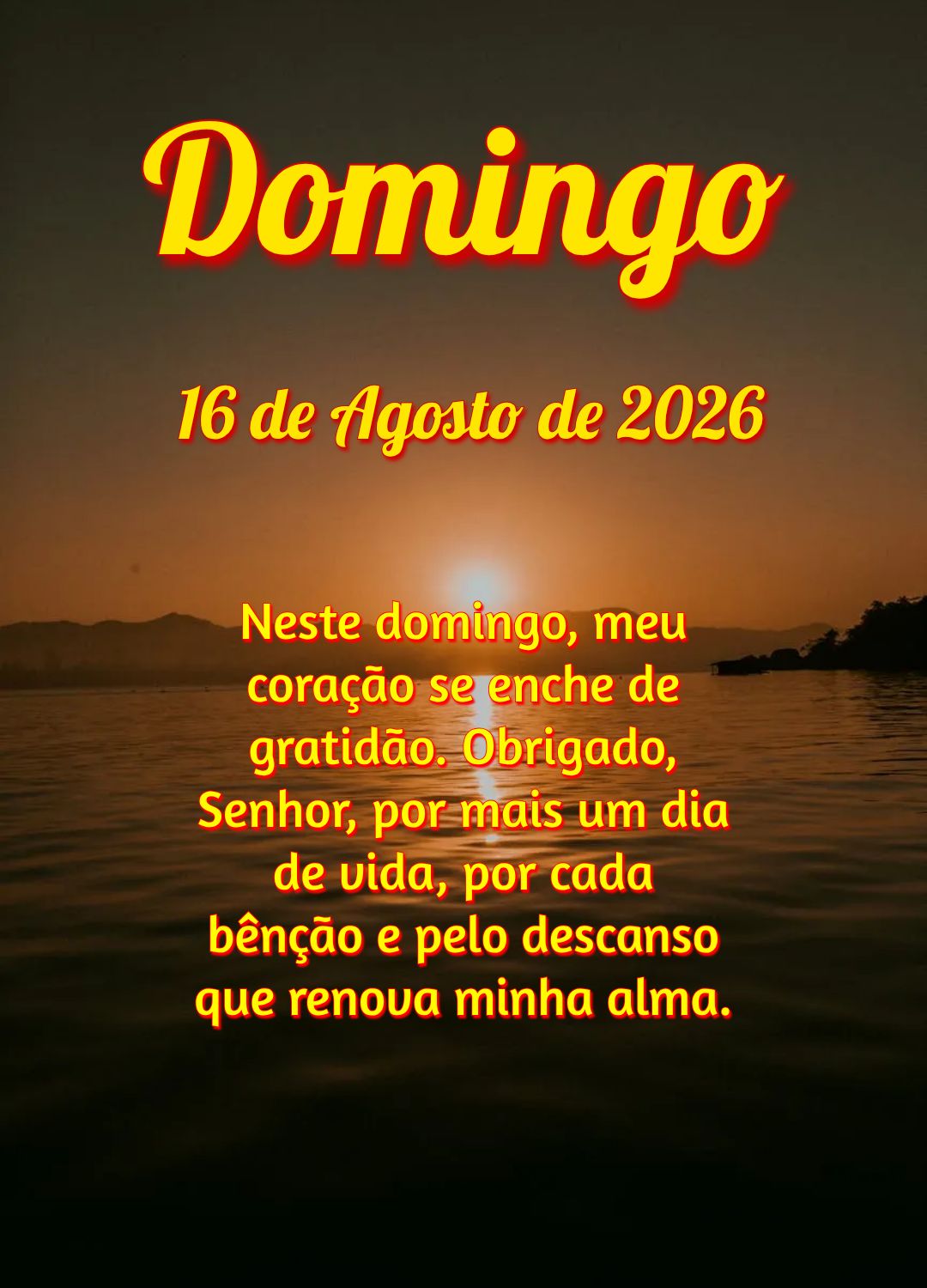 Neste domingo, meu coração se enche de gratidão. Obrigado, Senhor, por mais um dia de vida, por cada bênção e pelo descanso que renova minha alma....
