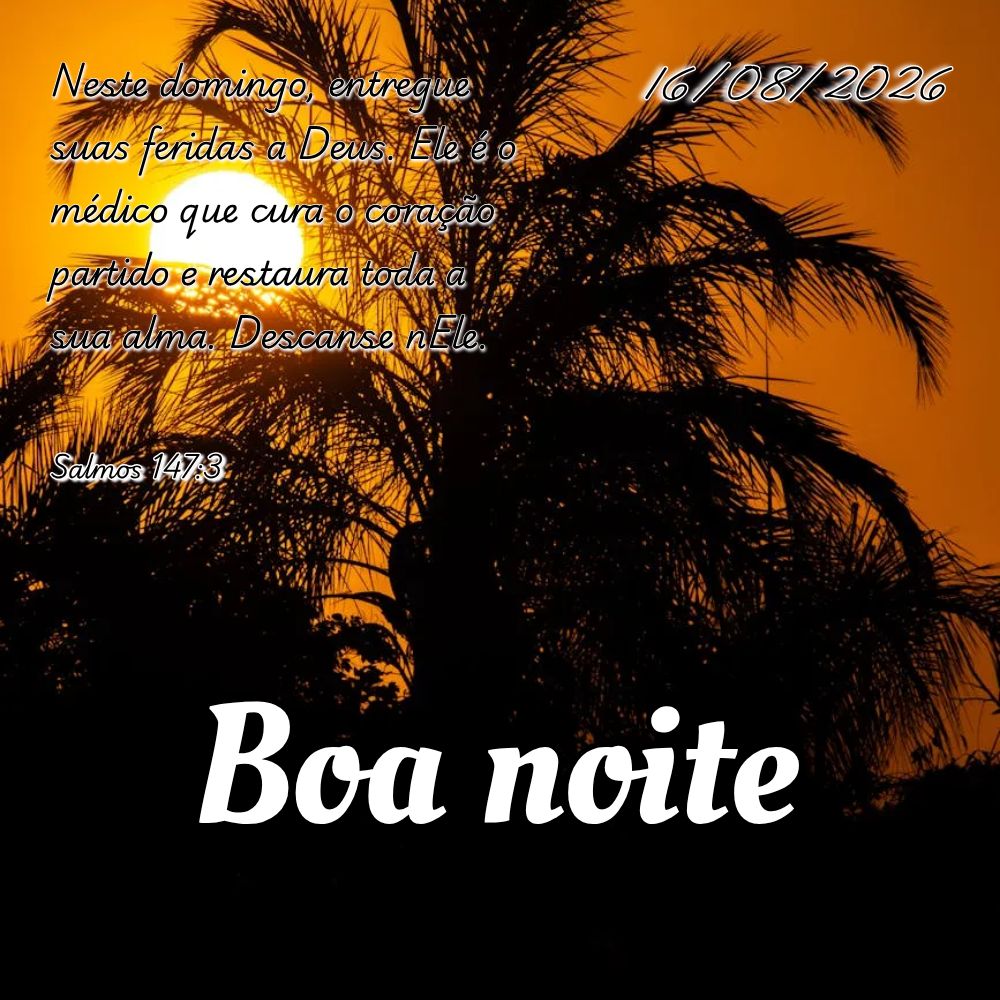 Neste domingo, entregue suas feridas a Deus. Ele é o médico que cura o coração partido e restaura toda a sua alma. Descanse nEle. Salmos 147:3