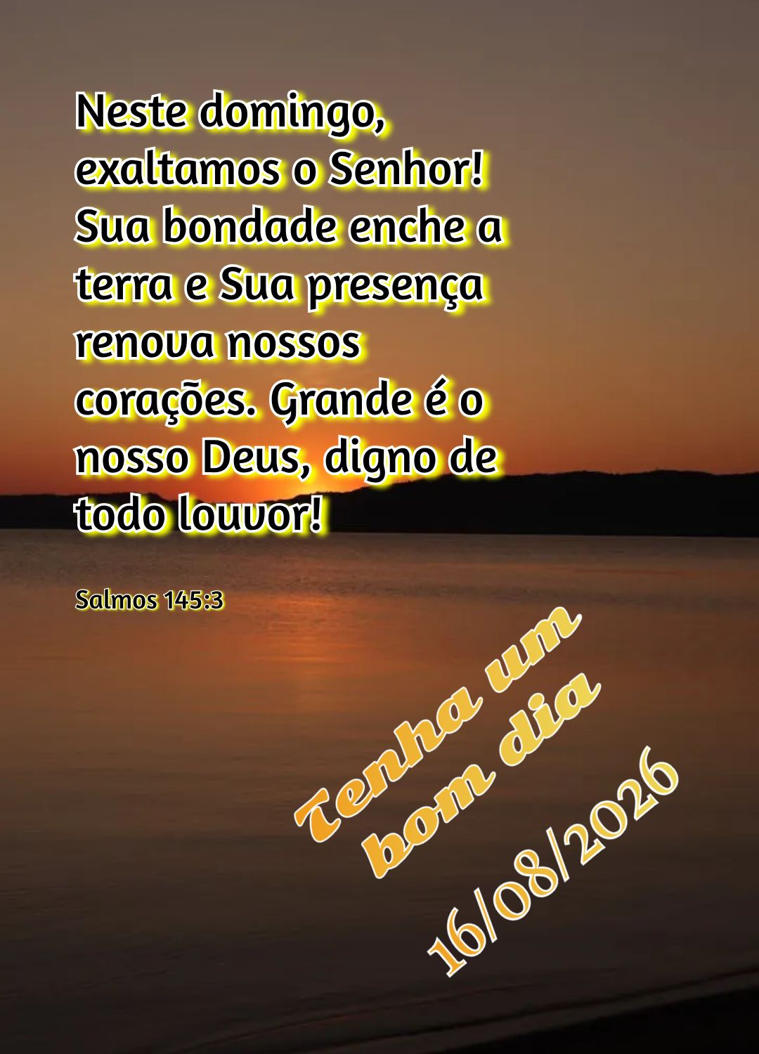 Neste domingo, exaltamos o Senhor! Sua bondade enche a terra e Sua presença renova nossos corações. Grande é o nosso Deus, digno de todo louvor! Tenh...