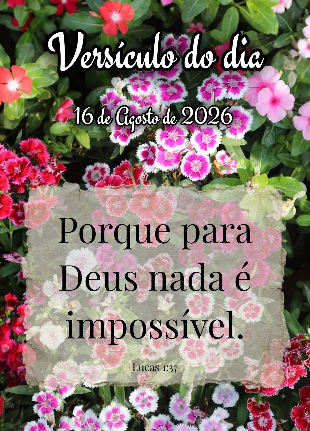 Porque para Deus nada é impossível. Versículo do dia Lucas 1:37