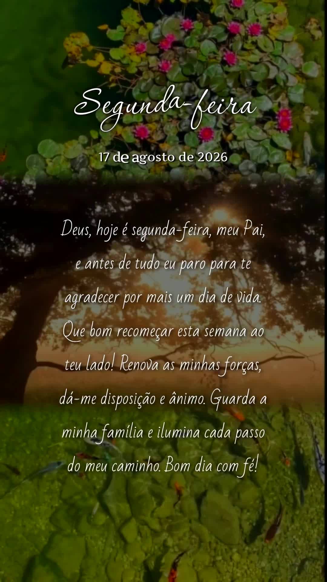 Deus, hoje é segunda-feira, meu Pai, e antes de tudo eu paro para te agradecer por mais um dia de vida. Que bom recomeçar esta semana ao teu lado! Reno...