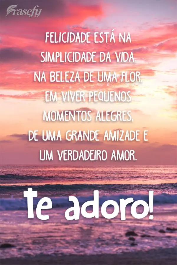 A felicidade está na simplicidade da vida, na beleza de uma flor... em viver pequenos momentos alegres de uma grande amizade e um verdadeiro amor. Te ad...