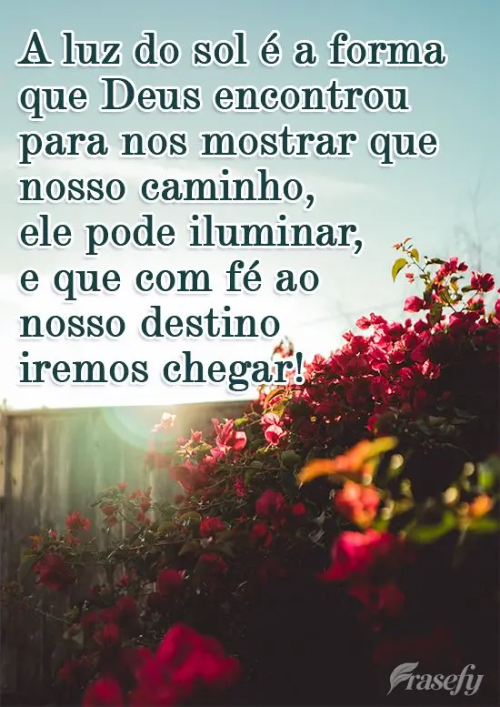 A luz do sol é a forma que Deus encontrou para nos mostrar que nosso caminho ele pode iluminar, e que com fé ao nosso destino iremos chegar!
