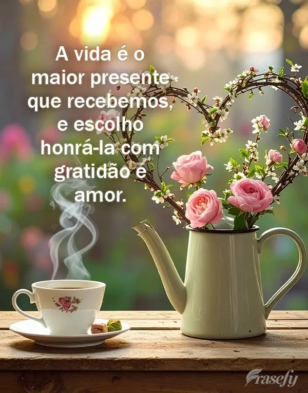 A vida é o maior presente que recebemos, e escolho honrá-la com gratidão e amor.