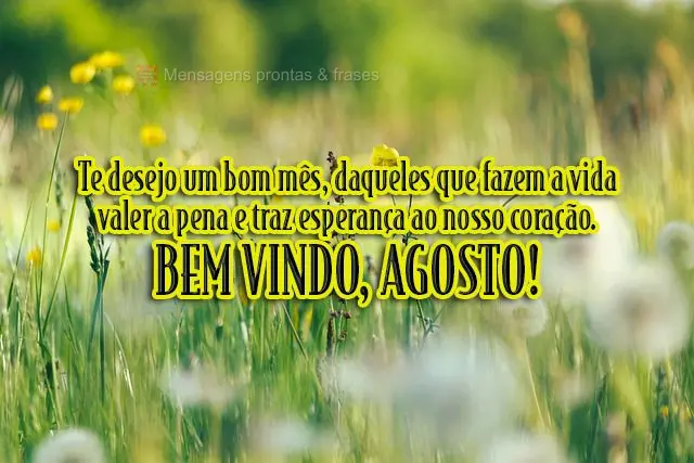 Te desejo um bom mês, daqueles que fazem a vida valer a pena e traz esperança ao nosso coração.
