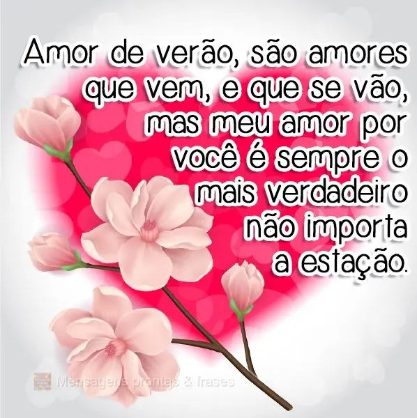 Amor de verão, são amores que vem, e que se vão, mas meu amor por você é sempre o mais verdadeiro, não importa a estação.
