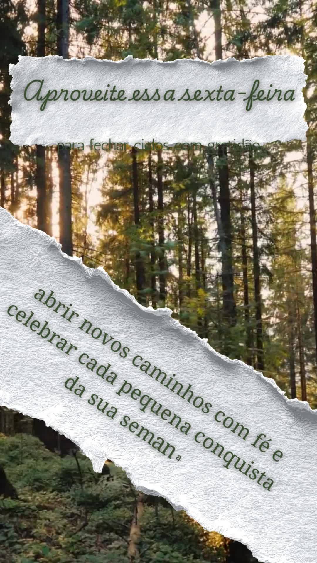 Aproveite essa sexta-feira 
para fechar ciclos com gratidão
abrir novos caminhos com fé e celebrar cada pequena conquista 
da sua semana.