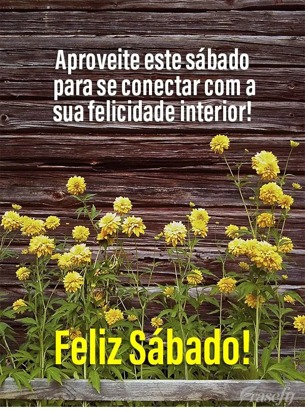 Aproveite este sábado para se conectar com a sua felicidade interior! Feliz Sábado!