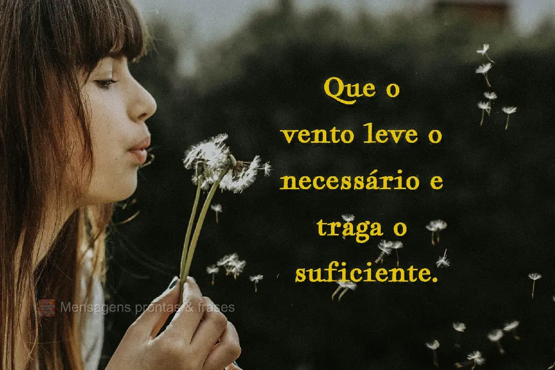 Que o vento leve o necessário e traga o 
suficiente.