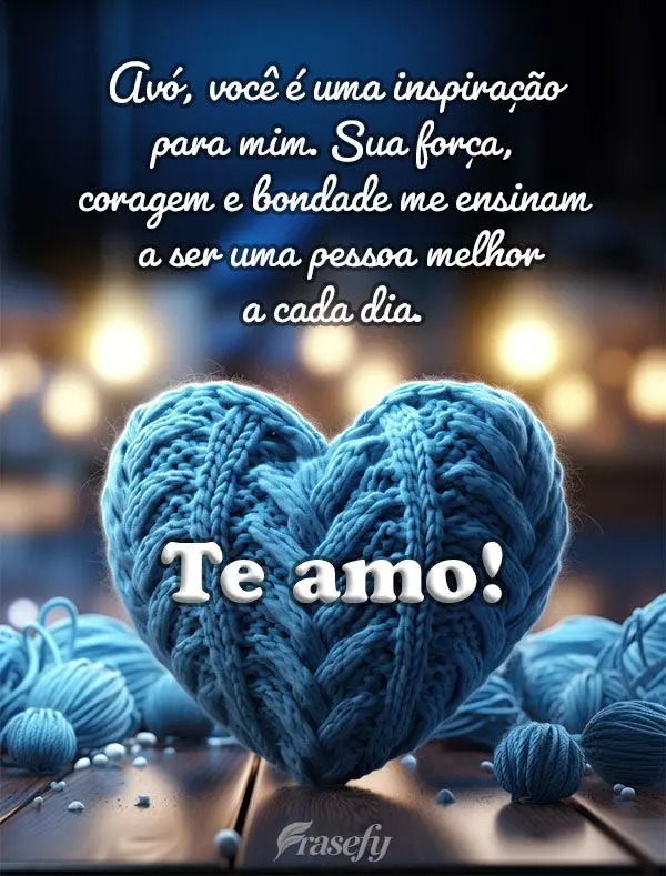 Avó, você é uma inspiração para mim. Sua força, coragem e bondade me ensinam a ser uma pessoa melhor a cada dia. Te amo!