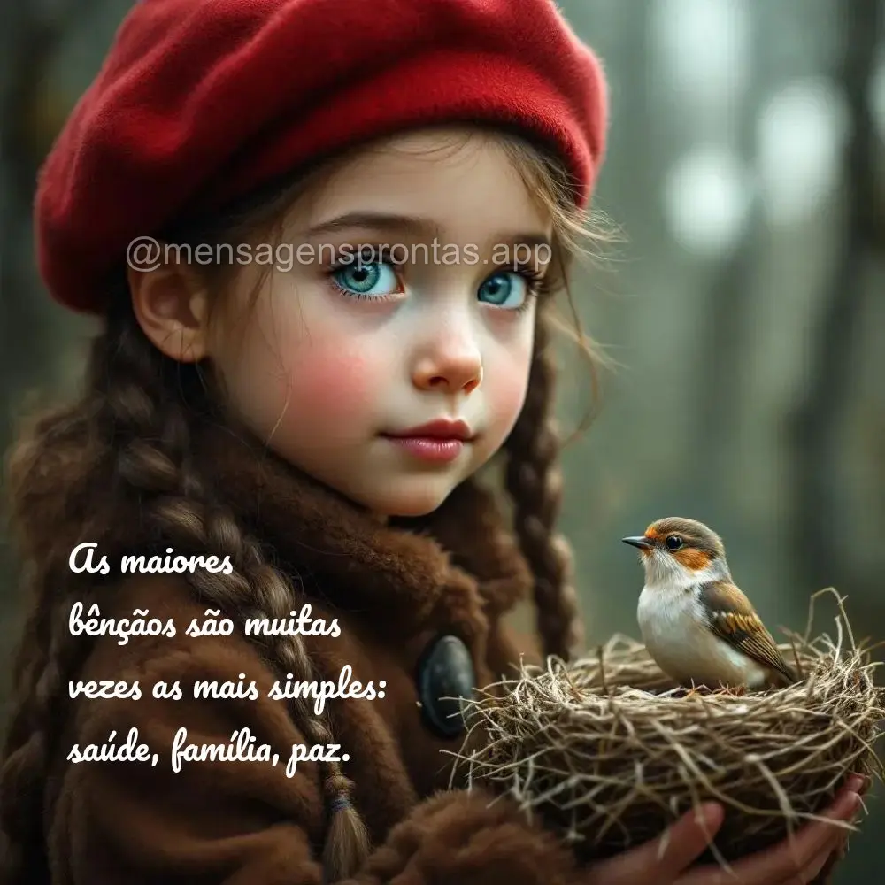 As maiores 
bênçãos são muitas 
vezes as mais simples: 
saúde, família, paz.